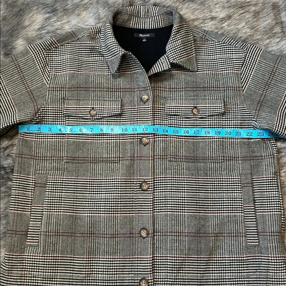 Madewell Cohancy Plaid Bonded Flannel Shirt-Jacket Gray Size Large